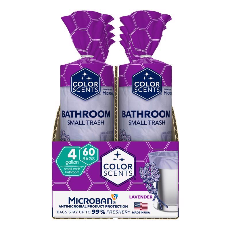 Color Scents 4 gal Lavender Trash Bags Twist Tie 60 pk