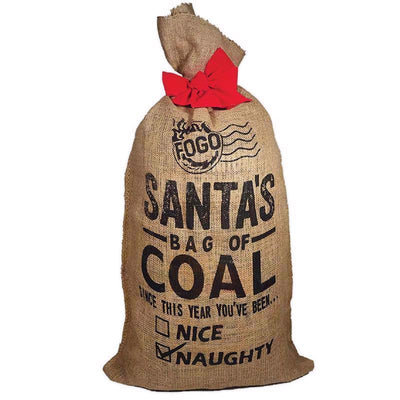 FOGO Burlap Brown Santa's Bag of Coal Gift Bag