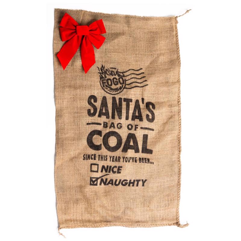 FOGO Burlap Brown Santa's Bag of Coal Gift Bag