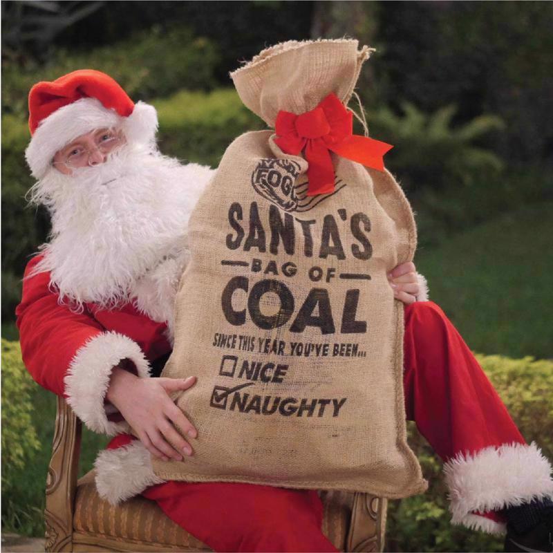 FOGO Burlap Brown Santa's Bag of Coal Gift Bag