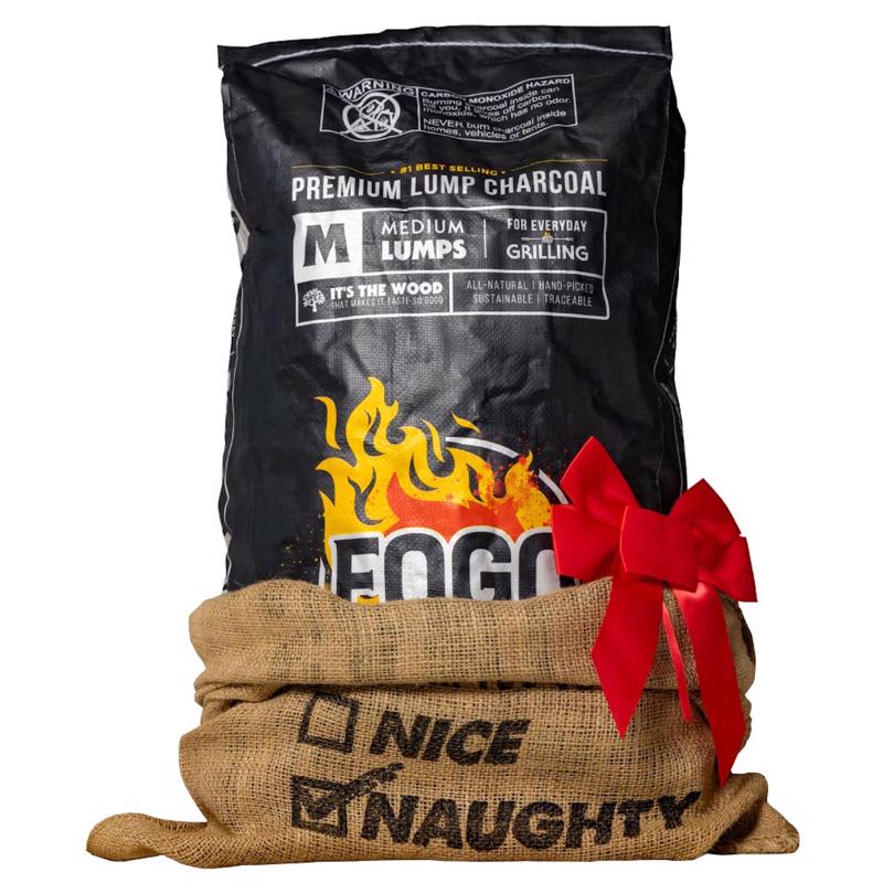 FOGO Burlap Brown Santa's Bag of Coal Gift Bag