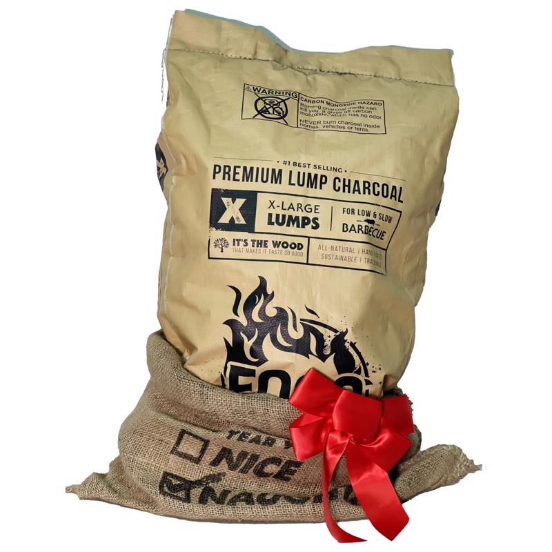 FOGO Burlap Brown Santa's Bag of Coal Gift Bag