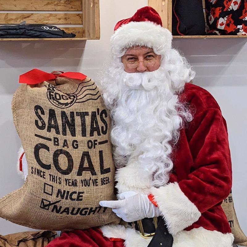 FOGO Burlap Brown Santa's Bag of Coal Gift Bag
