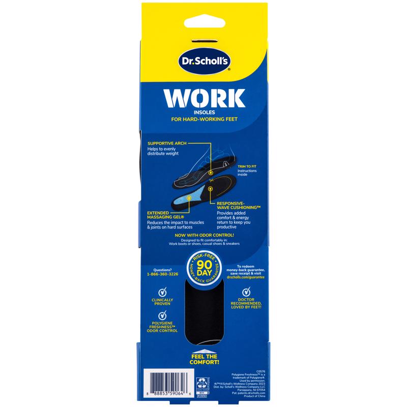Dr Scholl's Work Massaging Gel Women's Insoles 6-10 Blue 1 pair