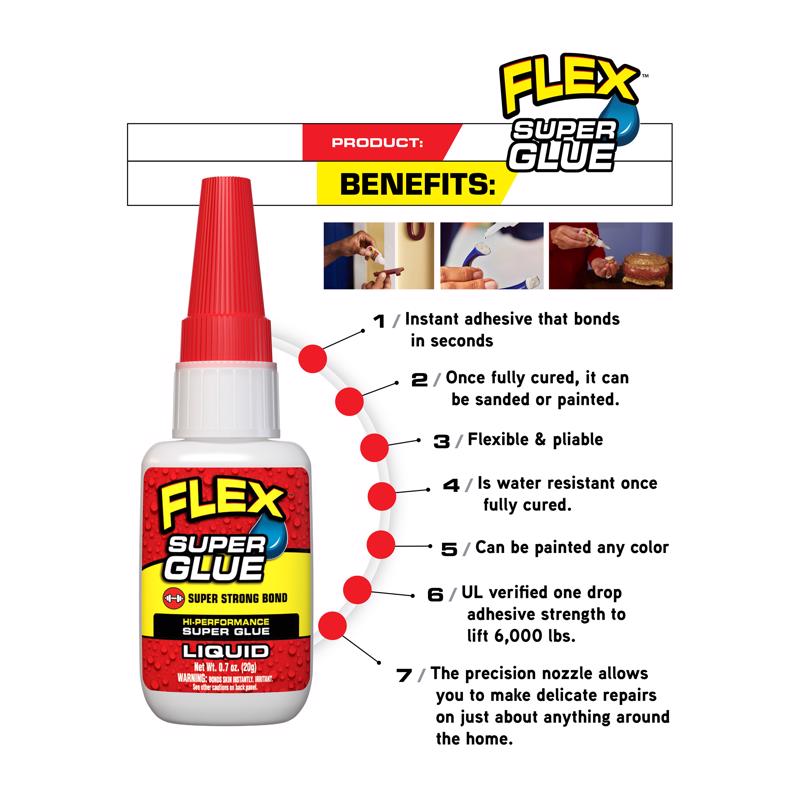 Flex Seal Family of Products Flex Super Glue High Strength Clear Super Glue 20 gm