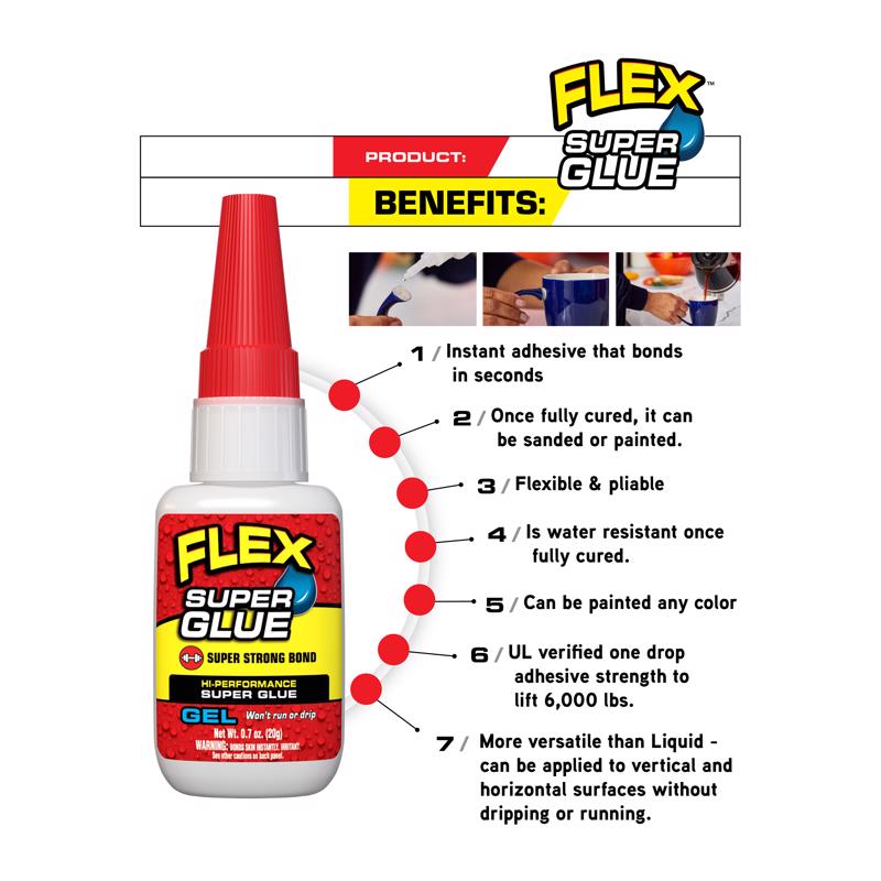Flex Seal Family of Products Flex Super Glue High Strength Clear Super Glue 20 gm