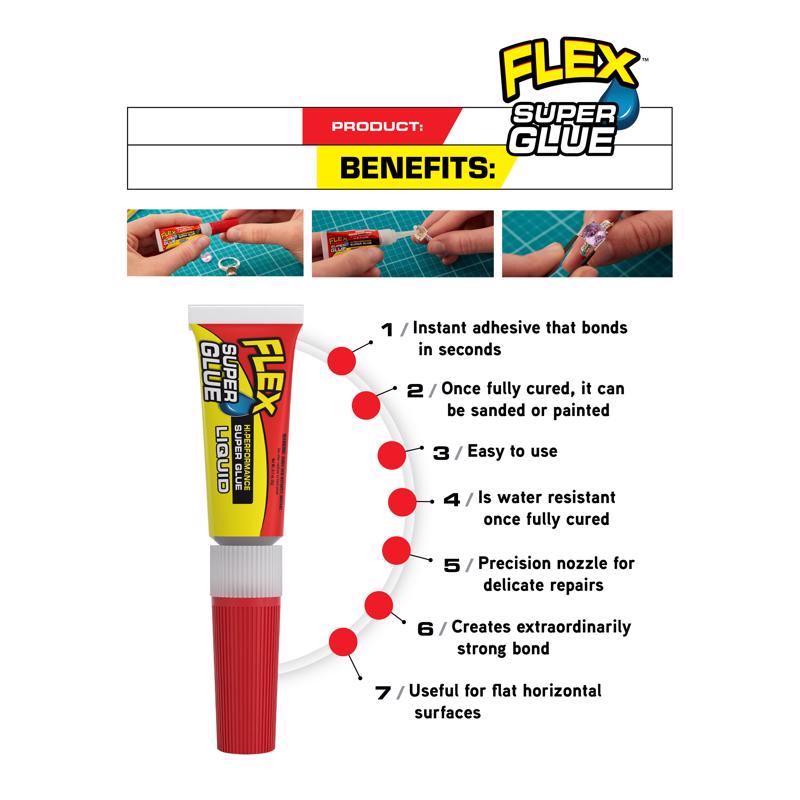 Flex Seal Family of Products Flex Super Glue High Strength Clear Super Glue 2 pk