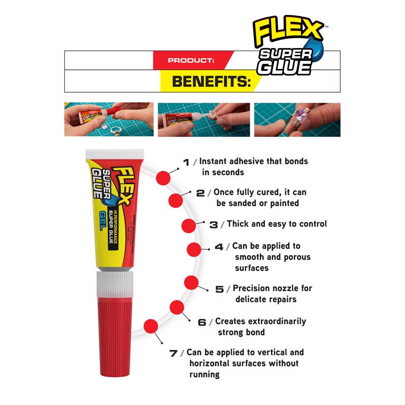 Flex Seal Family of Products Flex Super Glue High Strength Clear Super Glue 2 pk