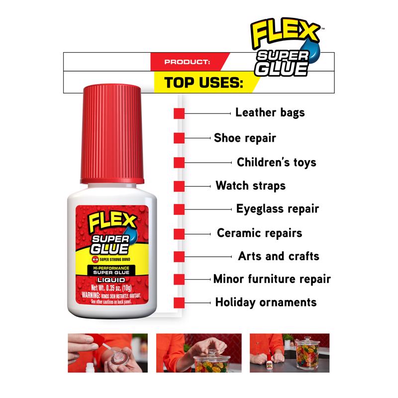 Flex Seal Family of Products Flex Super Glue High Strength Clear Super Glue Brush On 10 gm
