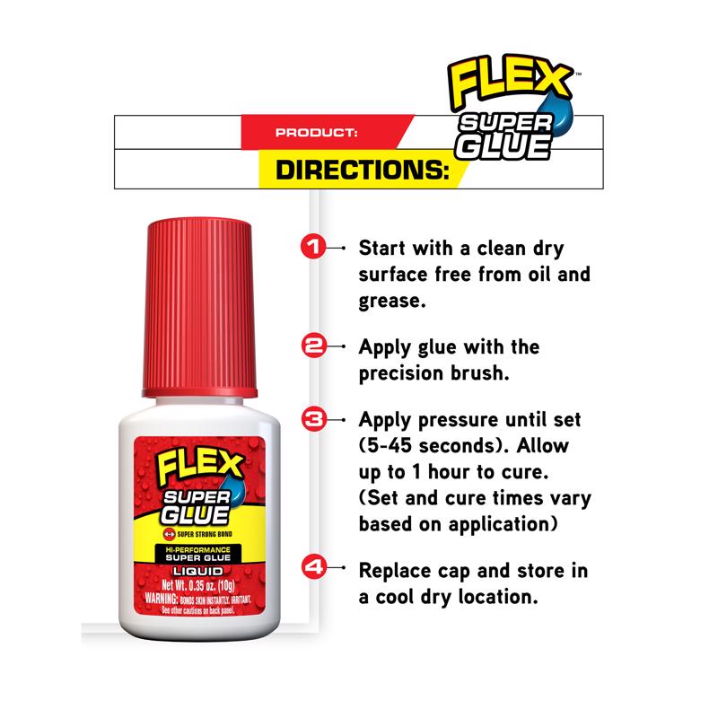 Flex Seal Family of Products Flex Super Glue High Strength Clear Super Glue Brush On 10 gm