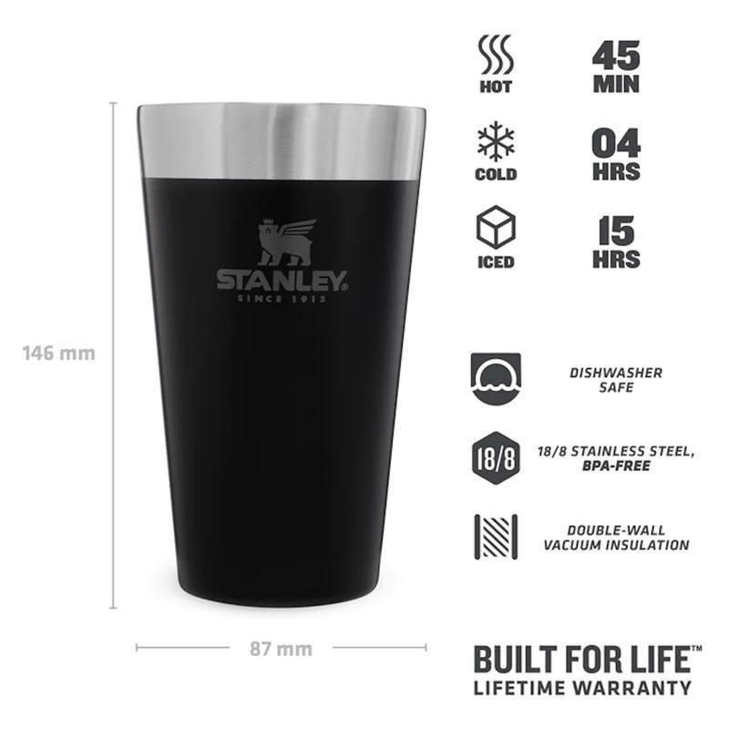 Stanley Adventure 16 oz Matte Black BPA Free Stackable Pint