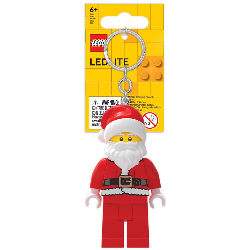 LEGO Minifigures Plastic Red/White Santa Keychain w/LED Light