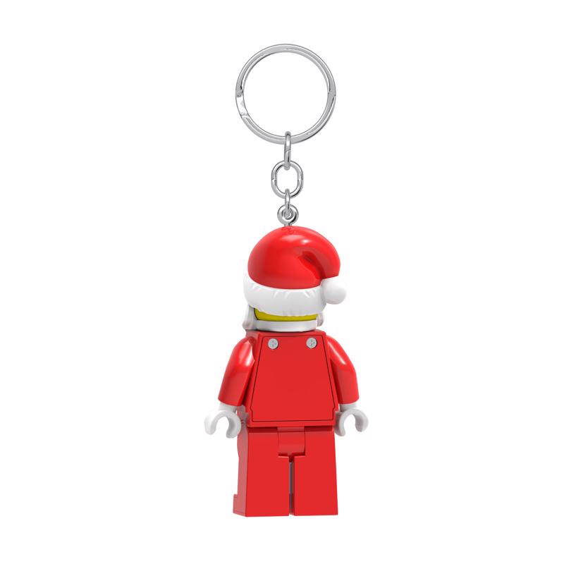LEGO Minifigures Plastic Red/White Santa Keychain w/LED Light