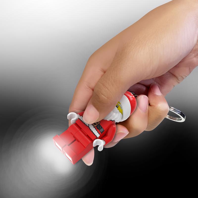LEGO Minifigures Plastic Red/White Santa Keychain w/LED Light