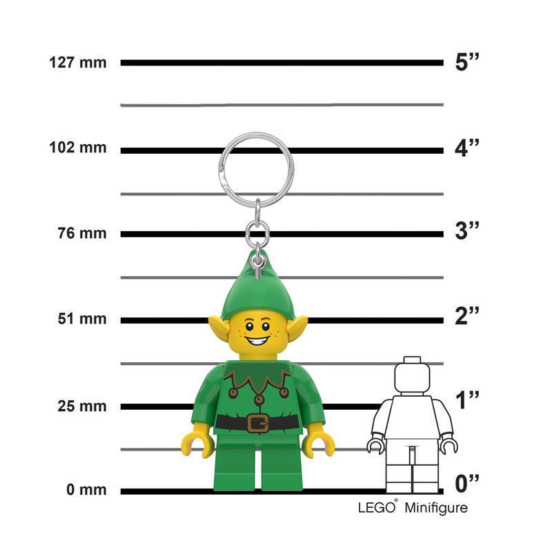 LEGO Minifigures Plastic Green/Yellow Elf Keychain w/LED Light