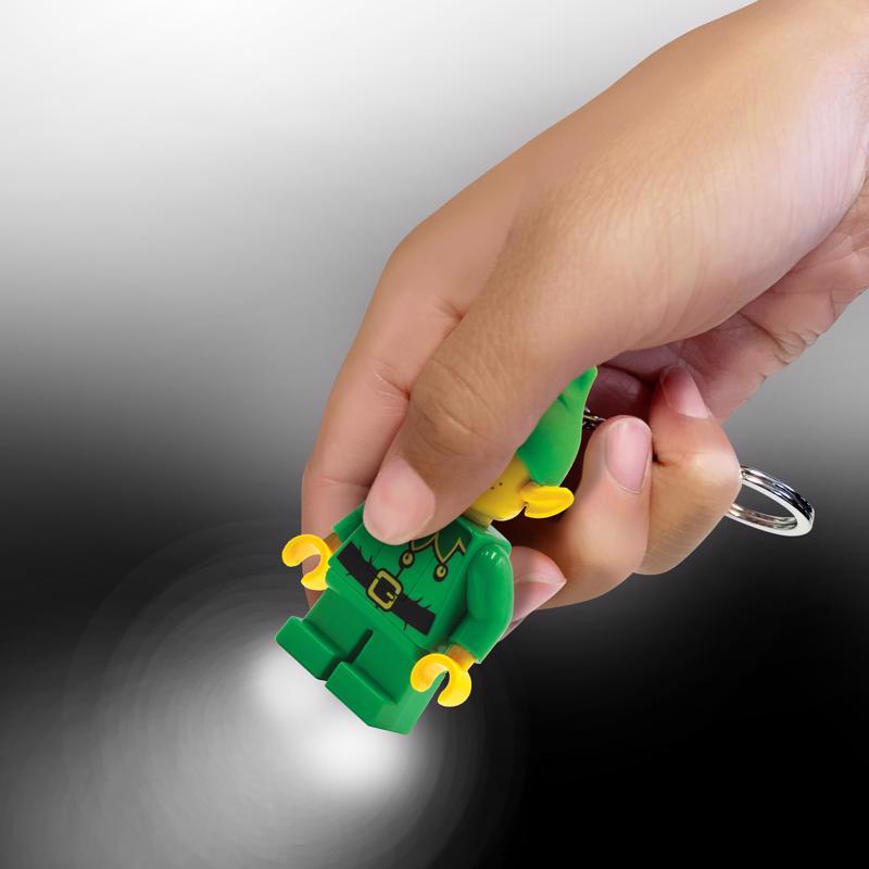 LEGO Minifigures Plastic Green/Yellow Elf Keychain w/LED Light