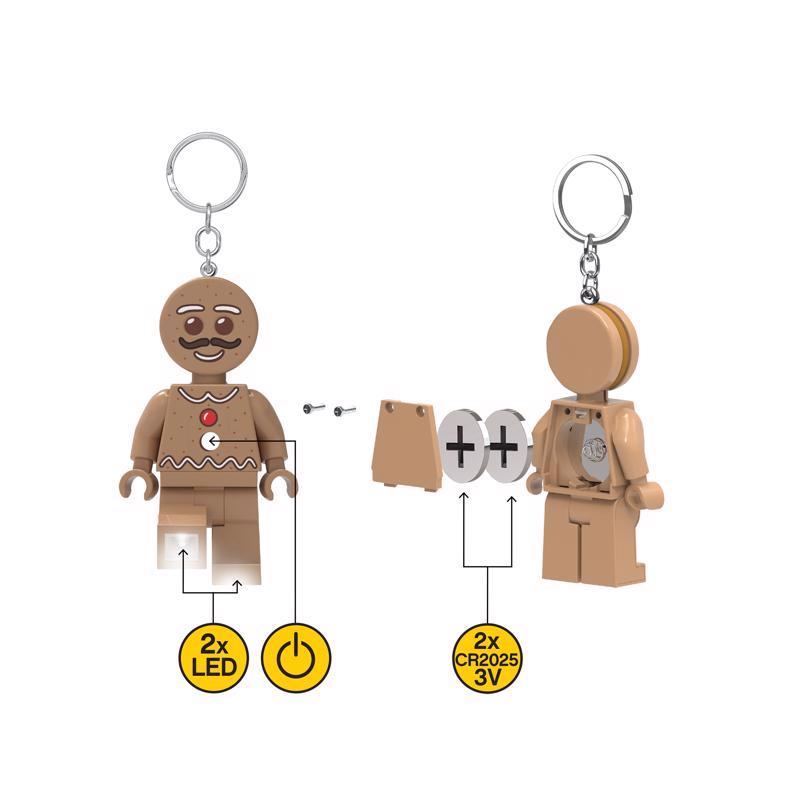 LEGO Minifigures Plastic Brown Gingerbread Man Keychain w/LED Light