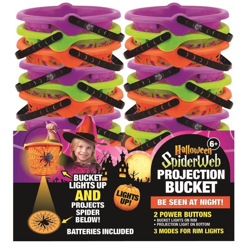 Magic Seasons Halloween Spider Web LED Projection Bucket