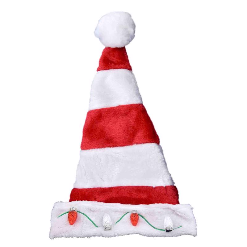 Magic Seasons Candy Cane Santa LED Hat Plush