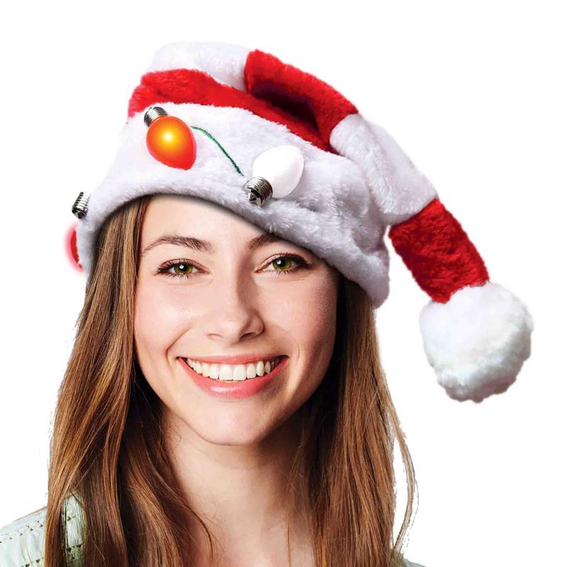 Magic Seasons Candy Cane Santa LED Hat Plush
