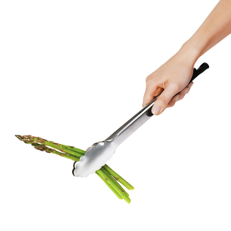 OXO Good Grips Silver/Black Stainless Steel Tongs