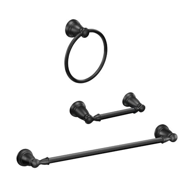 Moen Banbury Matte Black Zinc Towel Bar Set