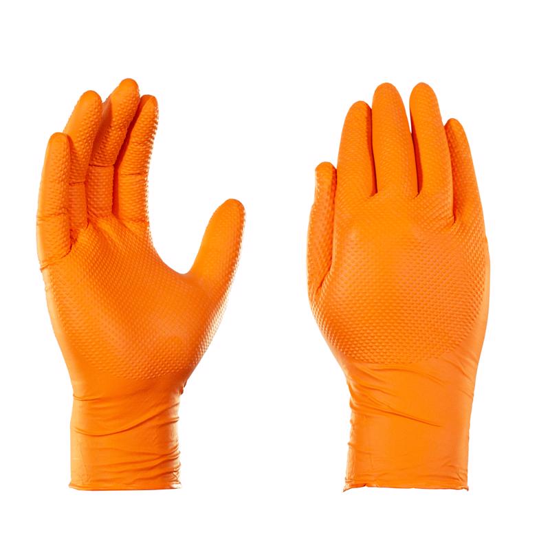 Gloveworks Nitrile Disposable Gloves One Size Fits Most Orange Powder Free 6 pc