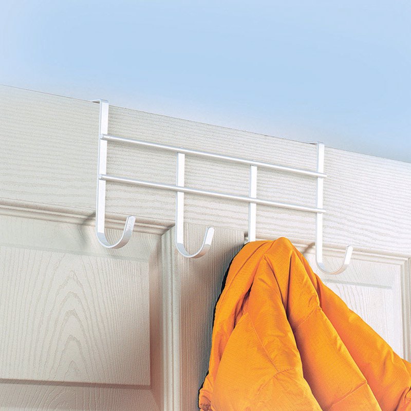 Spectrum 13-3/4 in. L Semi Gloss White Steel Small Over the Door 4-Hook Rack