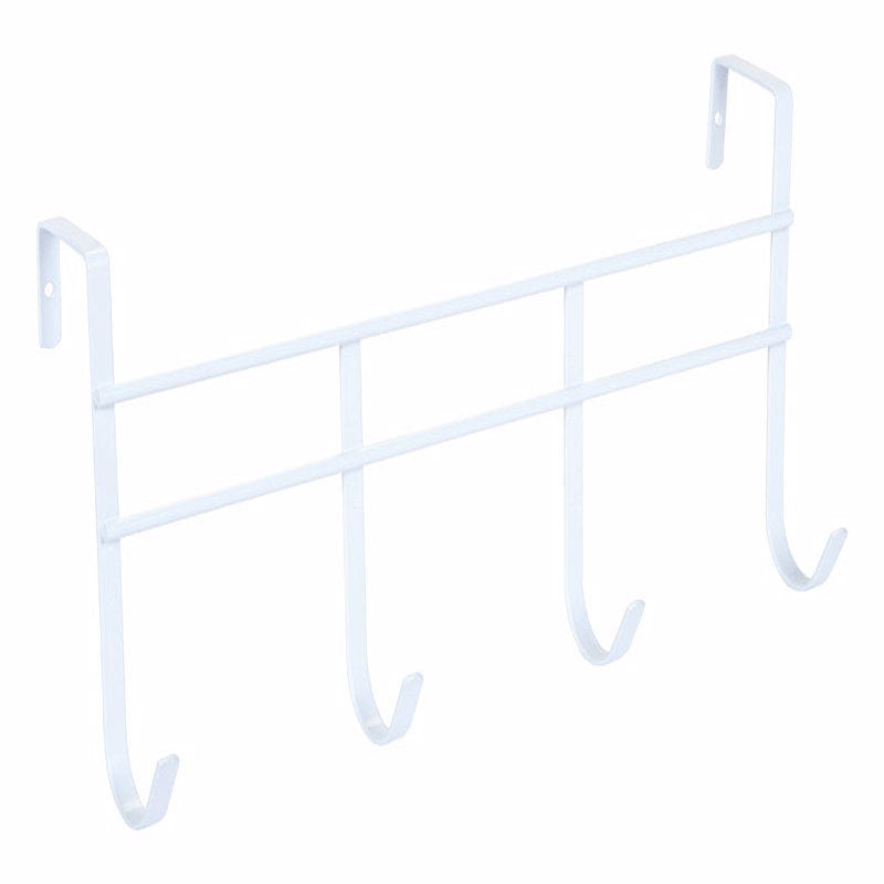 Spectrum 13-3/4 in. L Semi Gloss White Steel Small Over the Door 4-Hook Rack