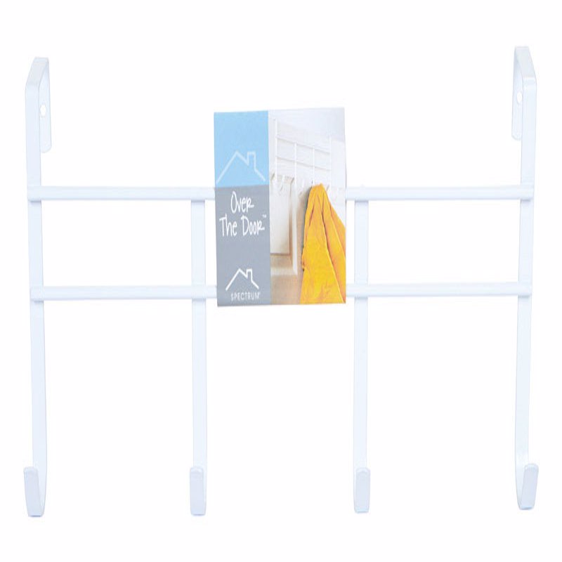 Spectrum 13-3/4 in. L Semi Gloss White Steel Small Over the Door 4-Hook Rack