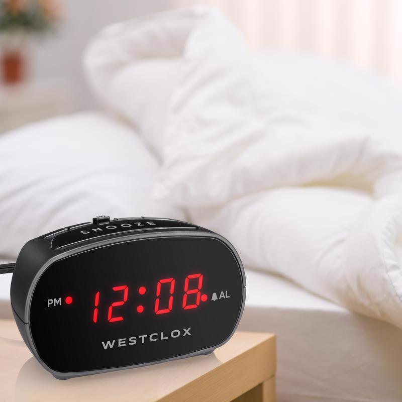 Westclox Black Alarm Clock Digital Plug-In