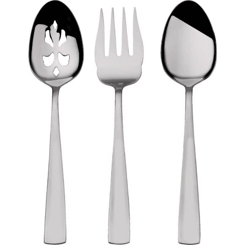 Pfaltzgraff Silver Stainless Steel serving set Fork and Spoon 3 pc