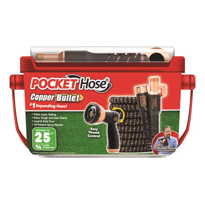 Pocket Hose Copper Bullet 3/4 in. D X 25 ft. L Medium Duty Expandable Flexible Garden Hose