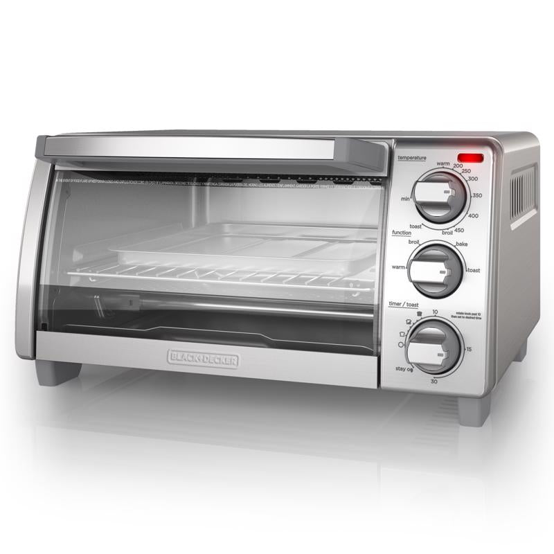 Black+Decker Stainless Steel Silver 4 slot Toaster Oven 9.33 in. H X 11.97 in. W X 17.2 in. D