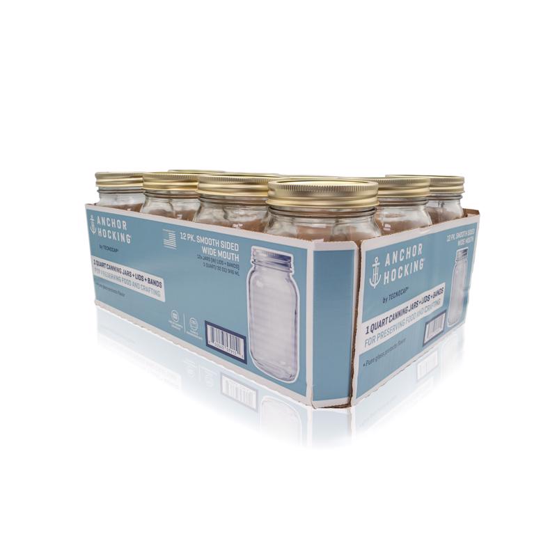 Anchor Hocking Tecnocap Wide Mouth Canning Jar 32 oz 12 pk
