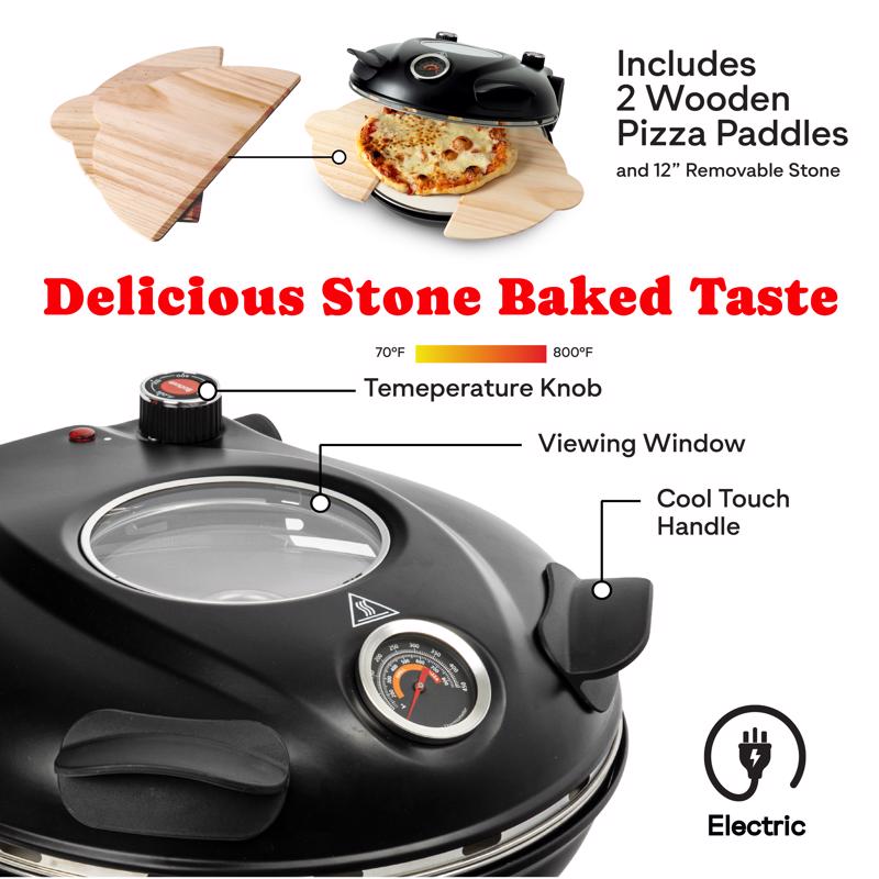 Granitestone Piezano Matte Black Electric Pizza Oven