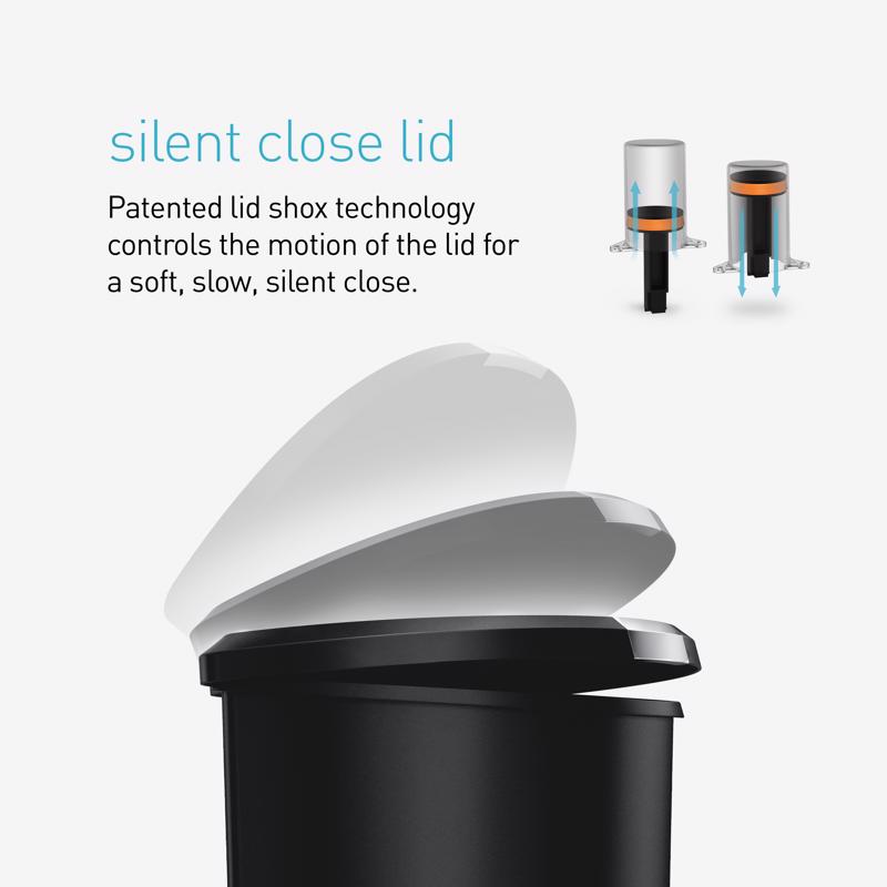 Simplehuman 50 L Black Plastic/Steel Step On Trash Can