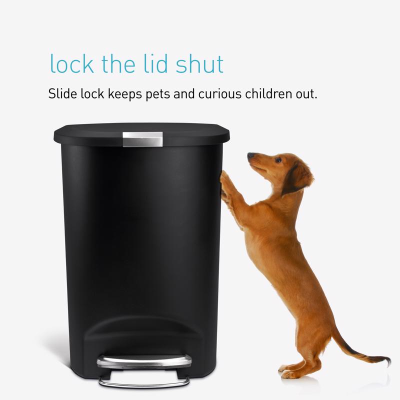 Simplehuman 50 L Black Plastic/Steel Step On Trash Can