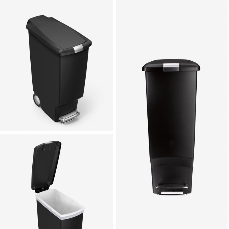 Simplehuman 40 L Black Plastic Step On Trash Can