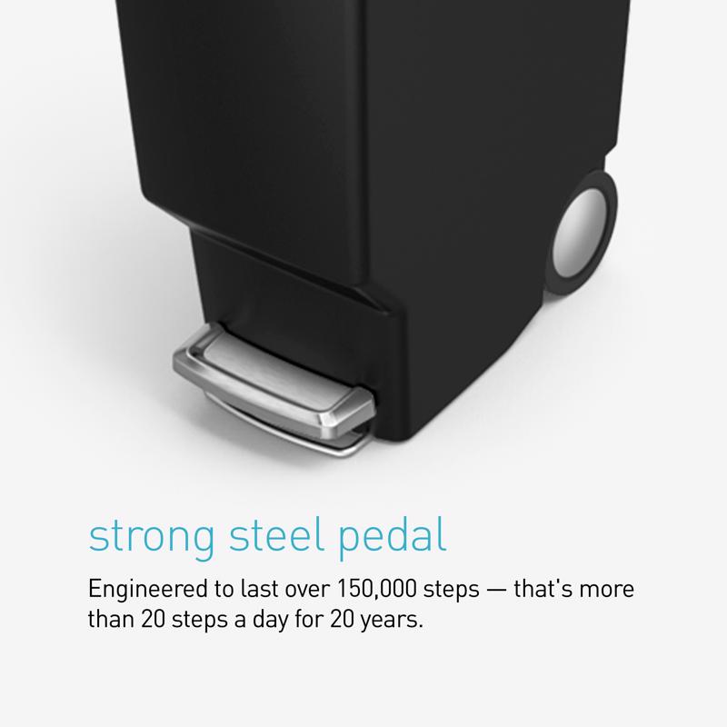 Simplehuman 40 L Black Plastic Step On Trash Can