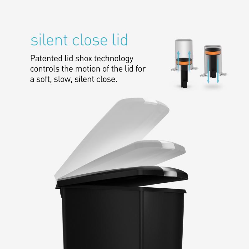 Simplehuman 40 L Black Plastic Step On Trash Can