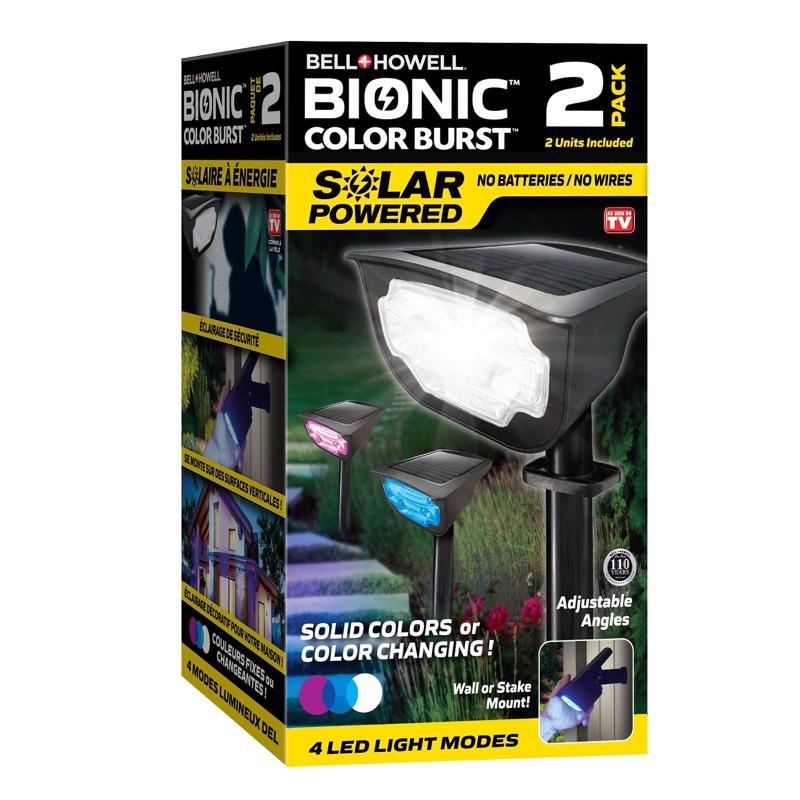 Bell & Howell Bionic Black Solar Powered 0.5 W LED Garden Light 2 pk