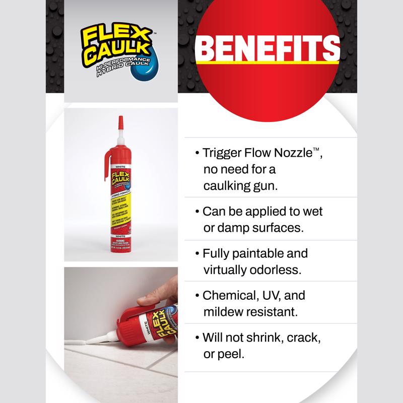 Flex Seal Family of Products Flex Caulk Clear Polymer Advanced Hybrid Polymer Caulk 6.6 oz