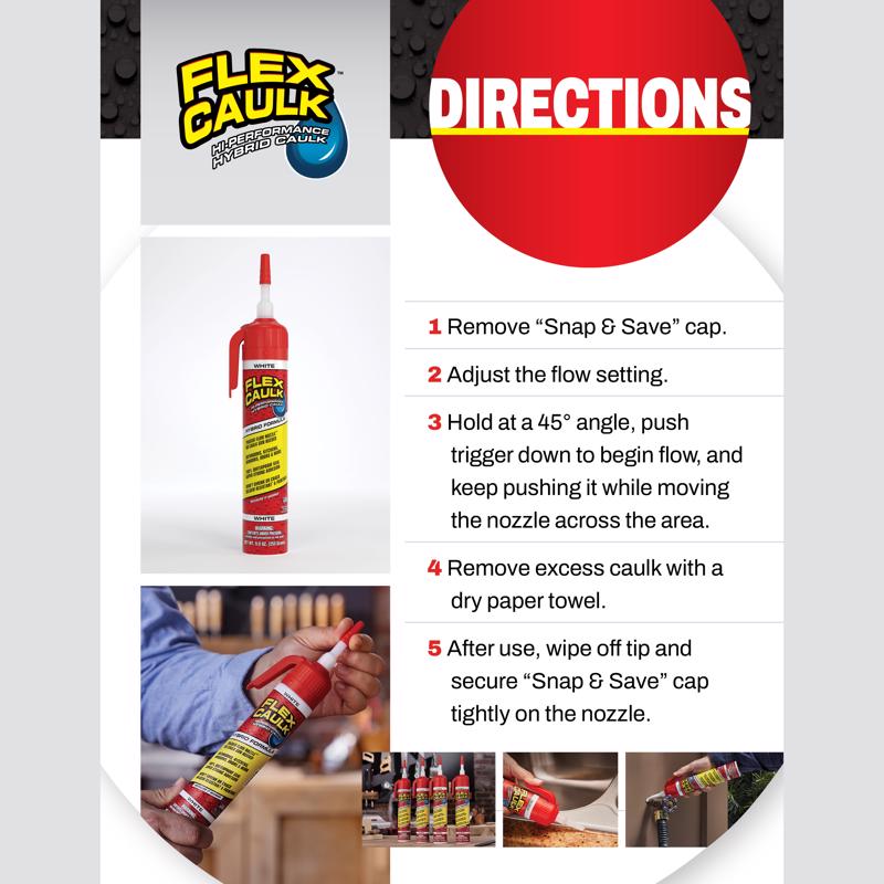 Flex Seal Family of Products Flex Caulk Clear Polymer Advanced Hybrid Polymer Caulk 6.6 oz