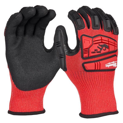 Milwaukee Impact Unisex Nitrile Dipped Gloves Black/Red XL