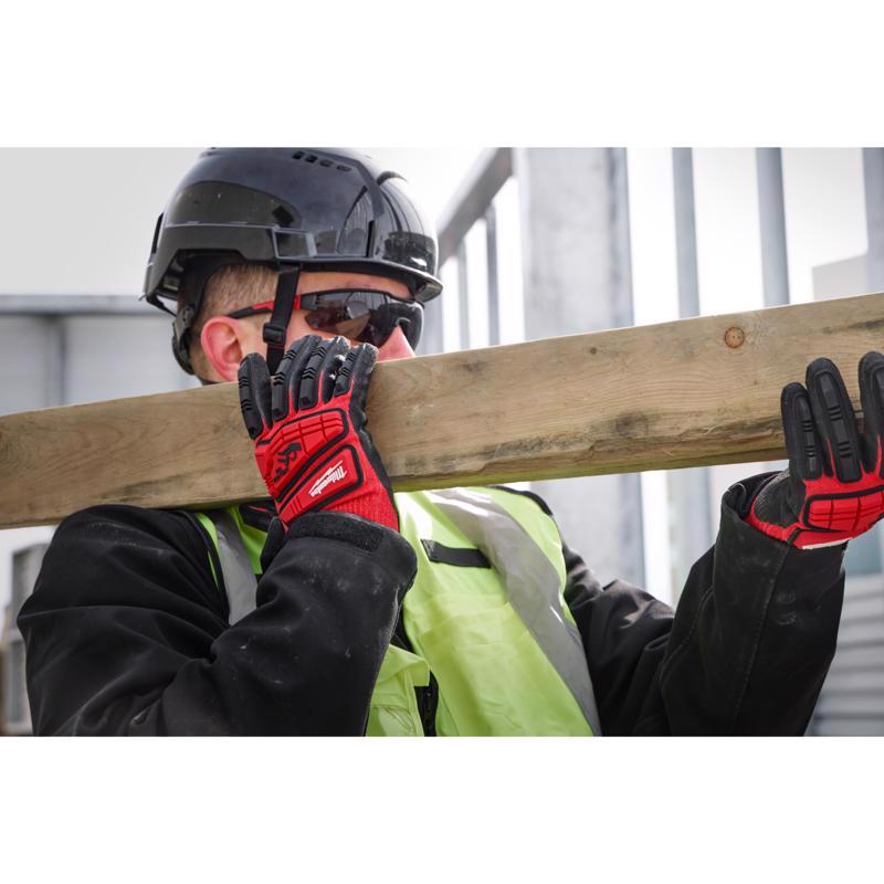 Milwaukee Impact Unisex Nitrile Dipped Gloves Black/Red XL