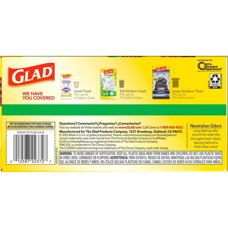 Glad ForceFlex 13 gal Pine Kitchen Trash Bags Drawstring 40 pk