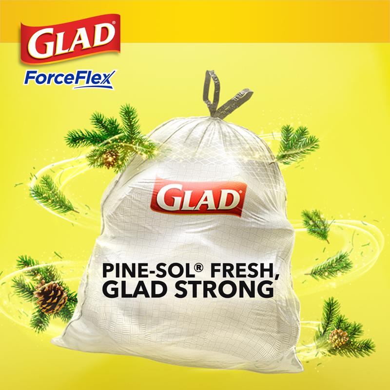 Glad ForceFlex 13 gal Pine Kitchen Trash Bags Drawstring 40 pk