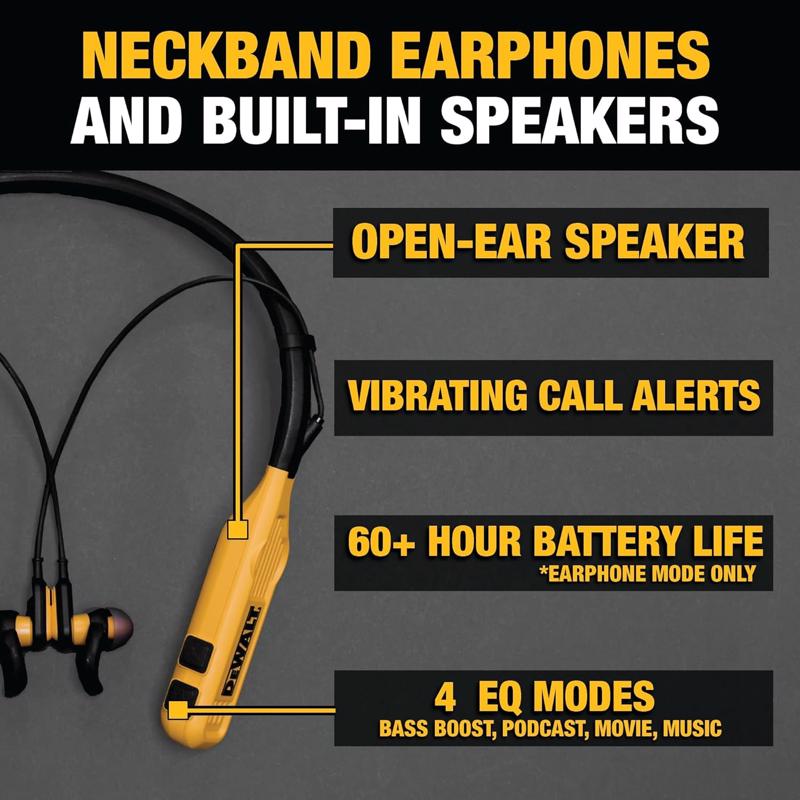 DeWalt Pro Max Wireless Bluetooth Neckband Behind-the-Neck Headphones