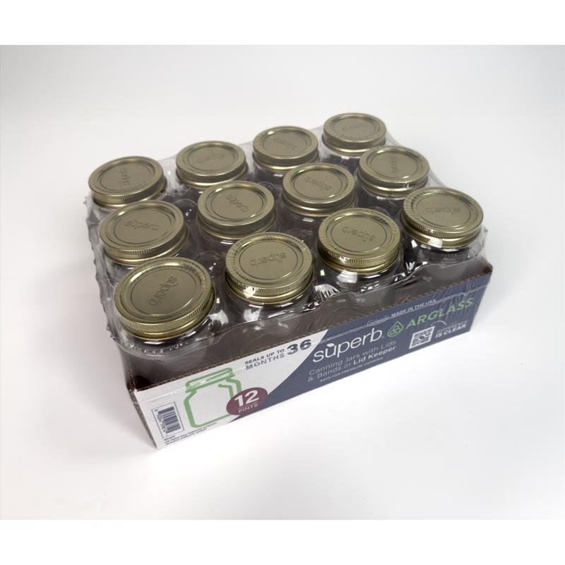 Superb Arglass Regular Mouth Canning Jar 16 oz 12 pk